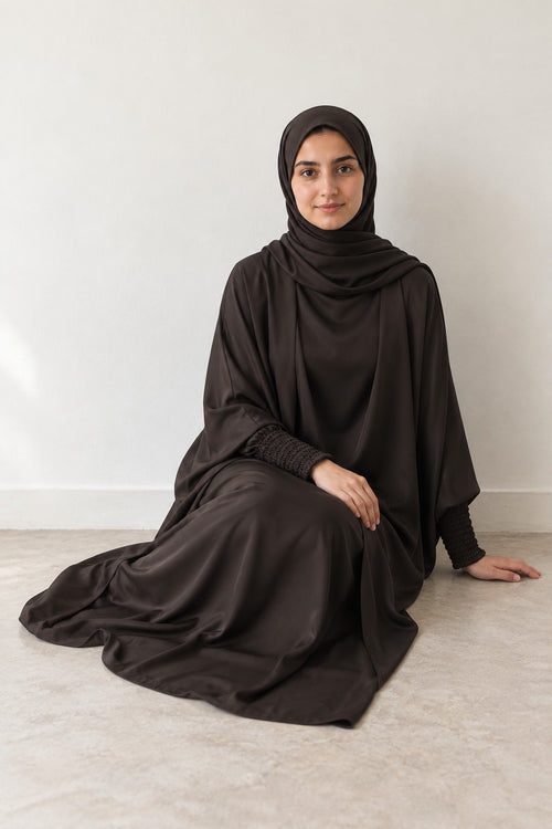 Overhead Jilbab Set in dark brown