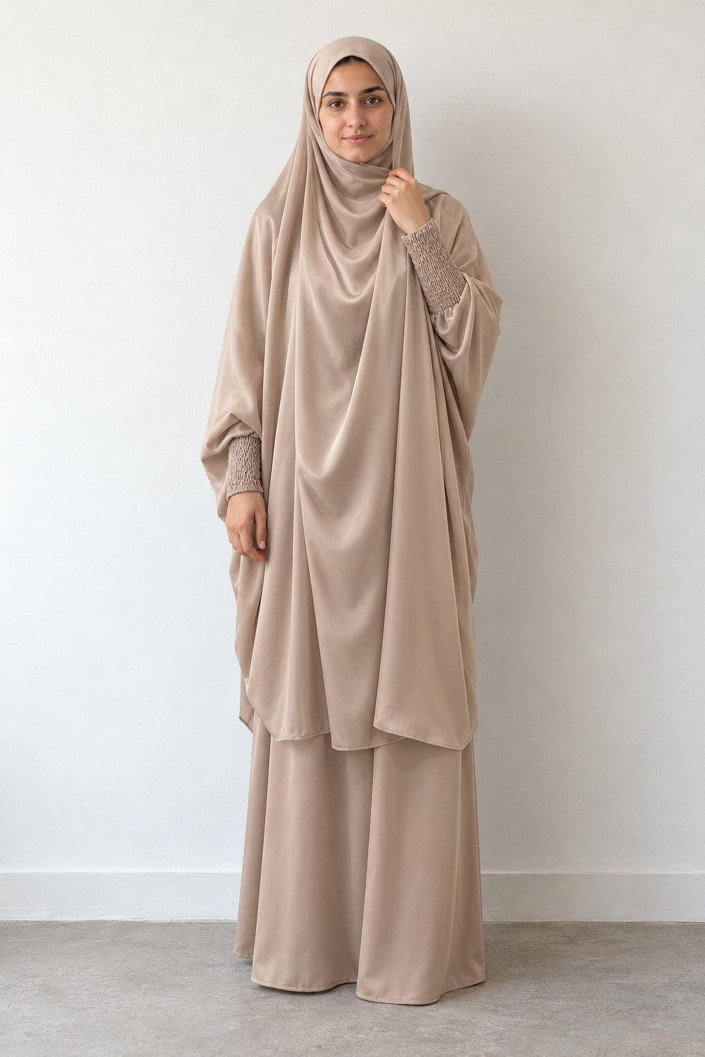 Overhead Jilbab Set in beige