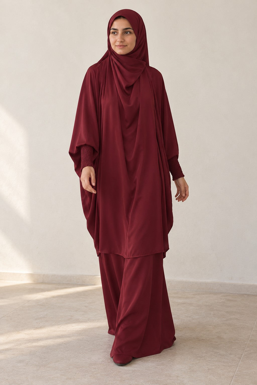 Overhead Jilbab Set in burgundy